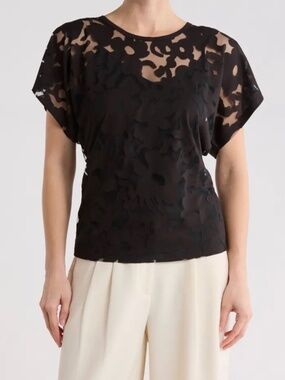 NWT BOSS EBASI FLORAL TOP - BLACK - sz L